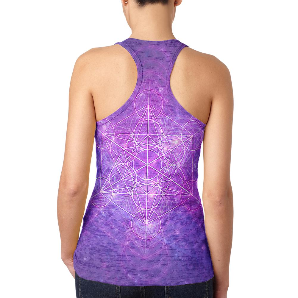Sacred Geometry Metatron Cube Map of Creation Juniors Burnout Racerback Tank Top Juniors Tank Tops Old Glory
