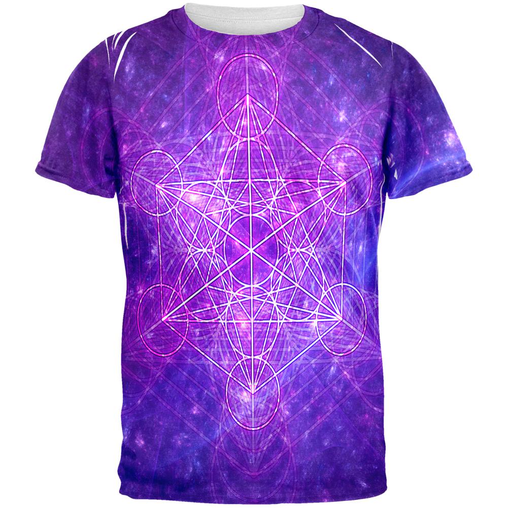 Sacred Geometry Metatron Cube Map of Creation All Over Mens T Shirt Men's T-Shirts Old Glory 2XL Multi
