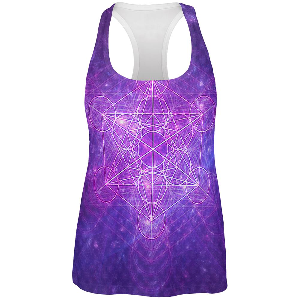 Sacred Geometry Metatron Cube Map of Creation All Over Womens Work Out Tank Top Women's T-Shirts Old Glory 2XL Multi