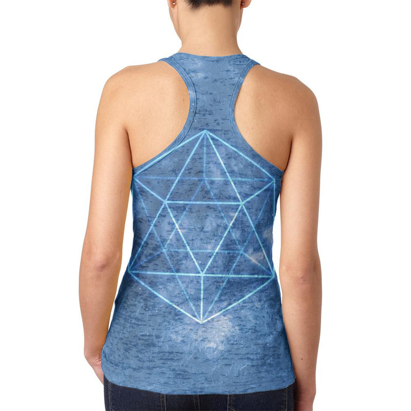 Sacred Geometry Icosahedron Crystal Wind Juniors Burnout Racerback Tank Top Juniors Tank Tops Old Glory