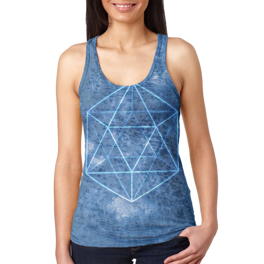Sacred Geometry Icosahedron Crystal Wind Juniors Burnout Racerback Tank Top Juniors Tank Tops Old Glory 2XL Multi