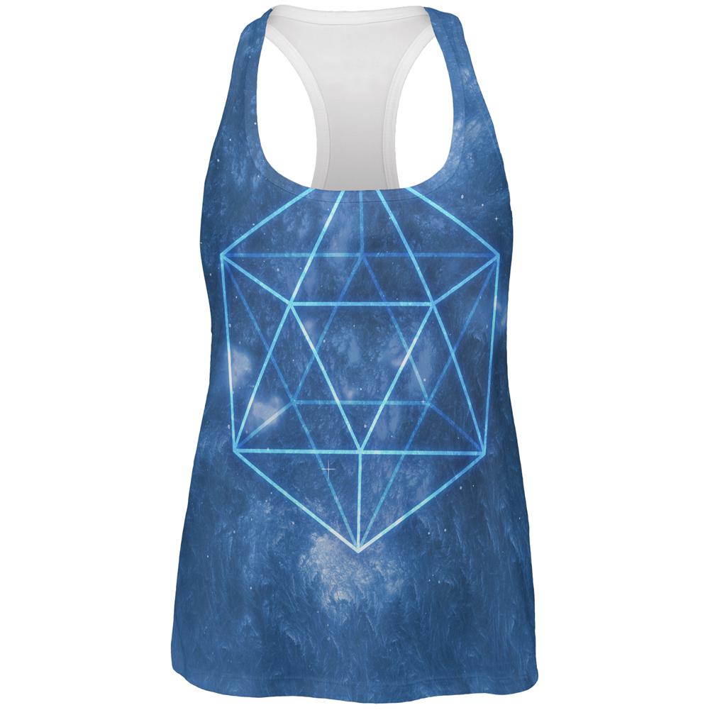 Sacred Geometry Icosahedron Crystal Wind All Over Womens Work Out Tank Top Women's Tank Tops Old Glory 2XL Multi