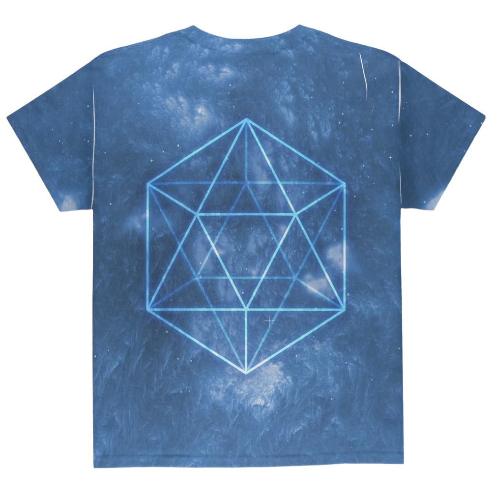 Sacred Geometry Icosahedron Crystal Wind All Over Youth T Shirt Youth T-Shirts Old Glory