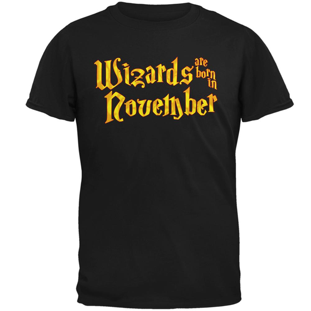 Wizards are born in November Mens T Shirt Men's T-Shirts Old Glory 2XL Black