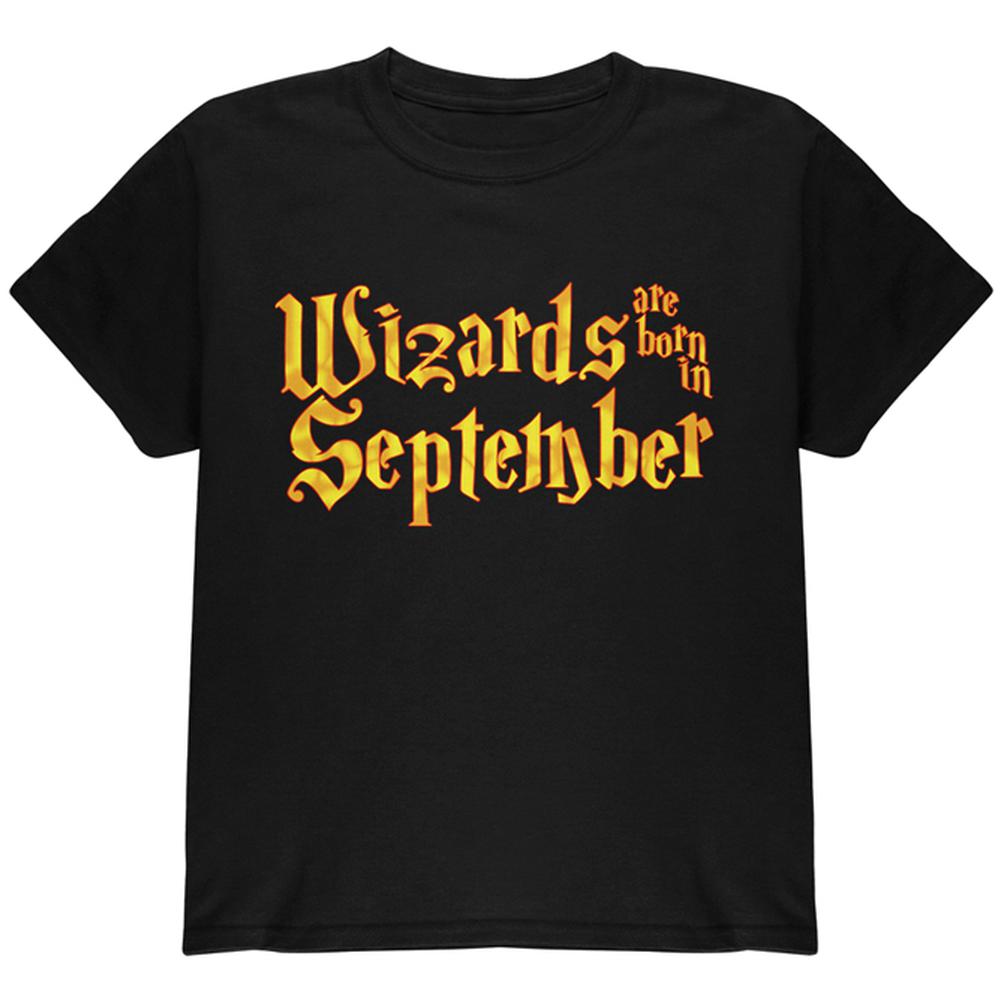 Wizards are born in September Youth T Shirt Youth T-Shirts Old Glory LG Black