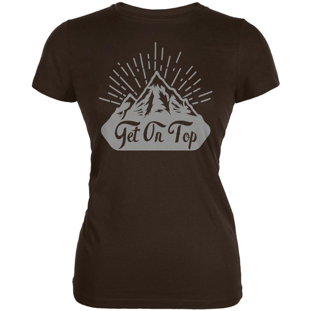 Get On Top Mountain Hiking Juniors Soft T Shirt Juniors T-Shirts Old Glory 2XL Brown