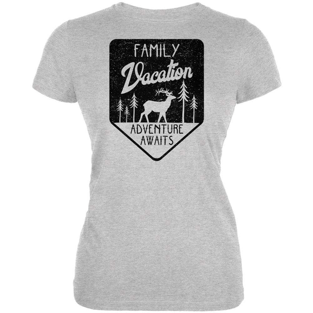 Family Vacation Adventure Awaits Juniors Soft T Shirt Juniors T-Shirts Old Glory 2XL Heather