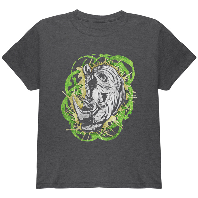 Wild White Rhino Safari Youth T Shirt Youth T-Shirts Old Glory YLG Dark Heather
