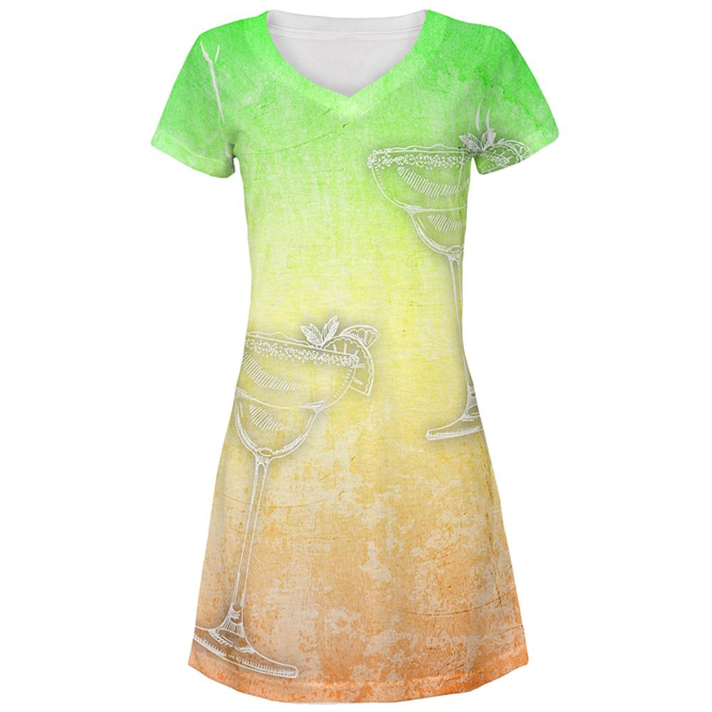 Cinco de Mayo Summer Margaritas All Over Juniors Beach Cover-Up Dress Juniors Dresses Old Glory MD Multi