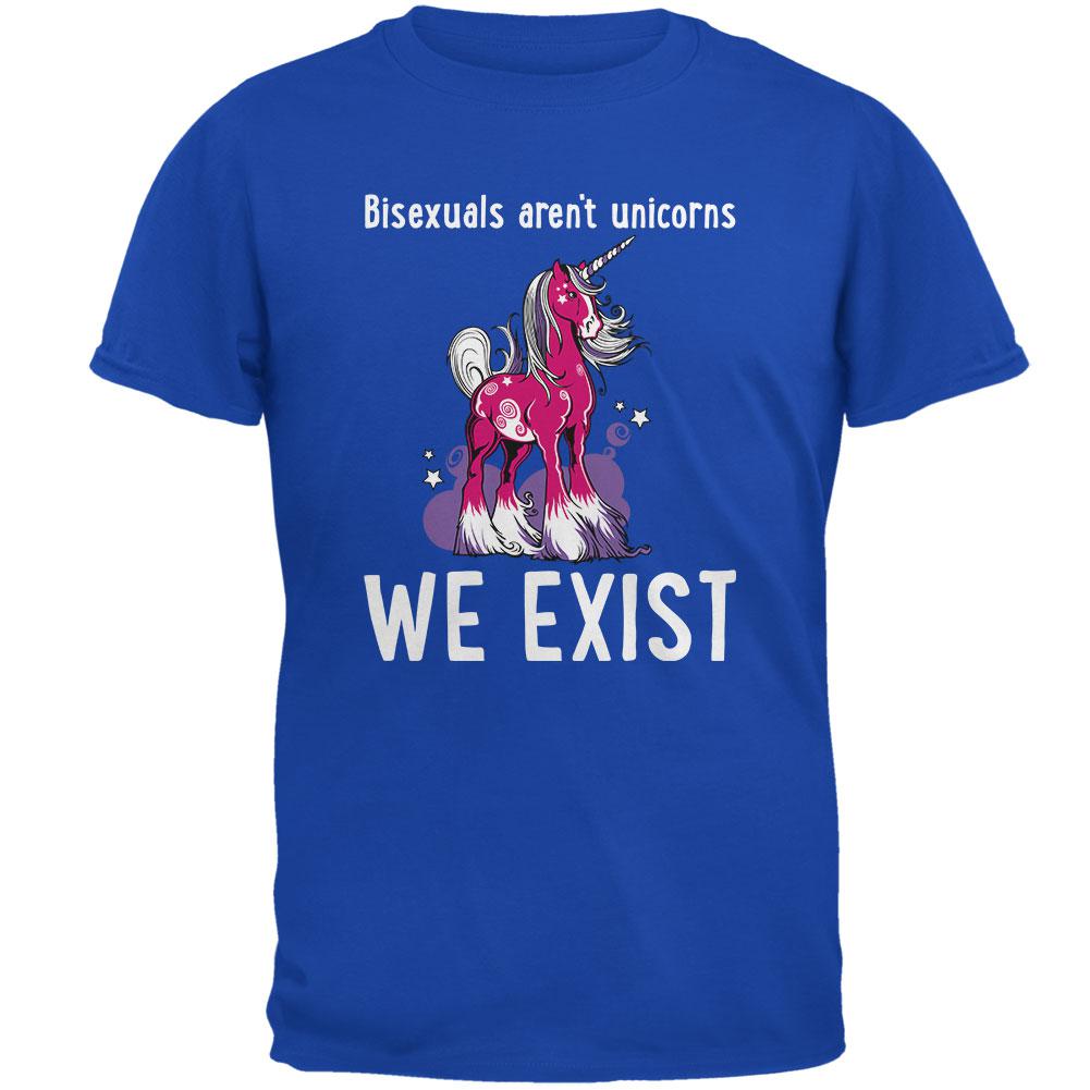 LGBTQ Bisexuals Exist Not Unicorns Mens Soft T Shirt Men's T-Shirts Old Glory 2XL Royal