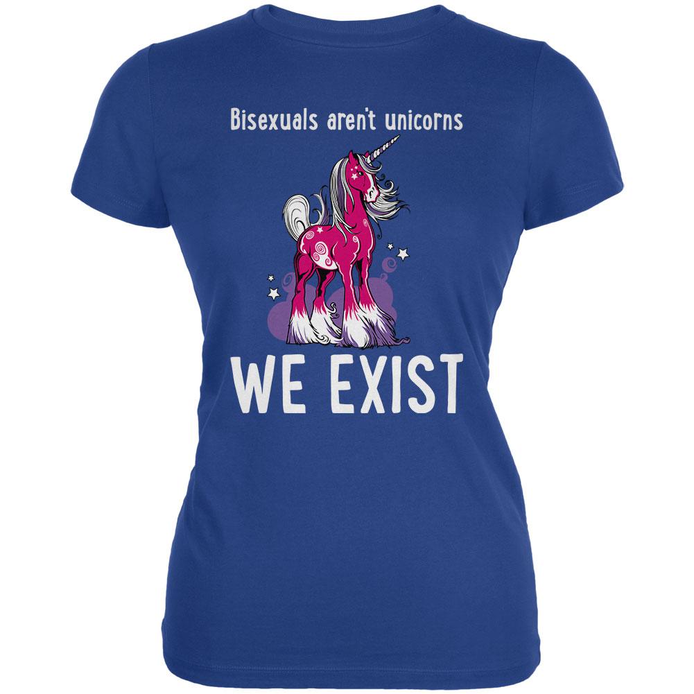 LGBTQ Bisexuals Exist Not Unicorns Juniors Soft T Shirt Juniors T-Shirts Old Glory 2XL Royal