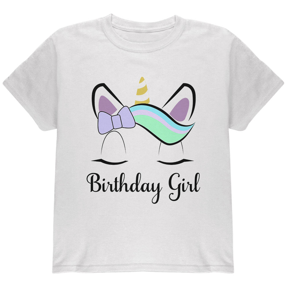 Birthday Girl Unicorn Youth T Shirt Youth T-Shirts Old Glory YLG White