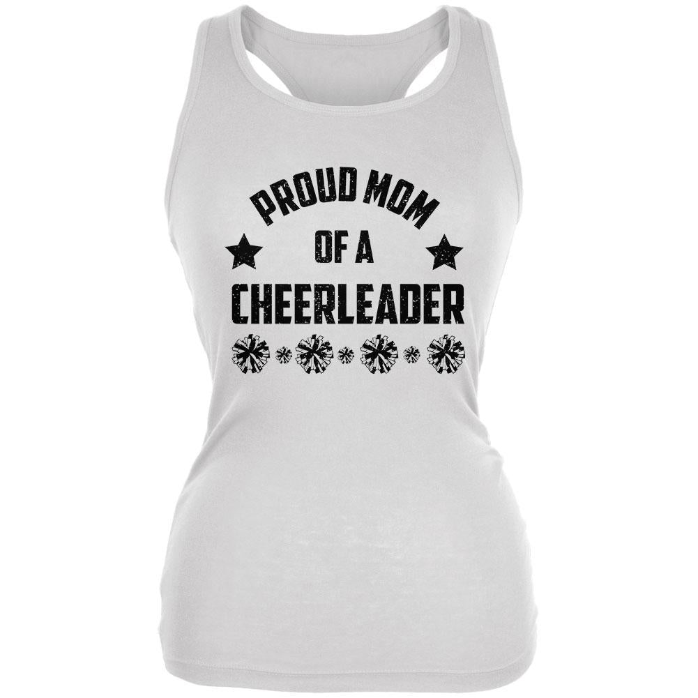 Proud Mom Cheerlearder Cheerleading Juniors Soft Tank Top Juniors Tank Tops Old Glory 2XL White
