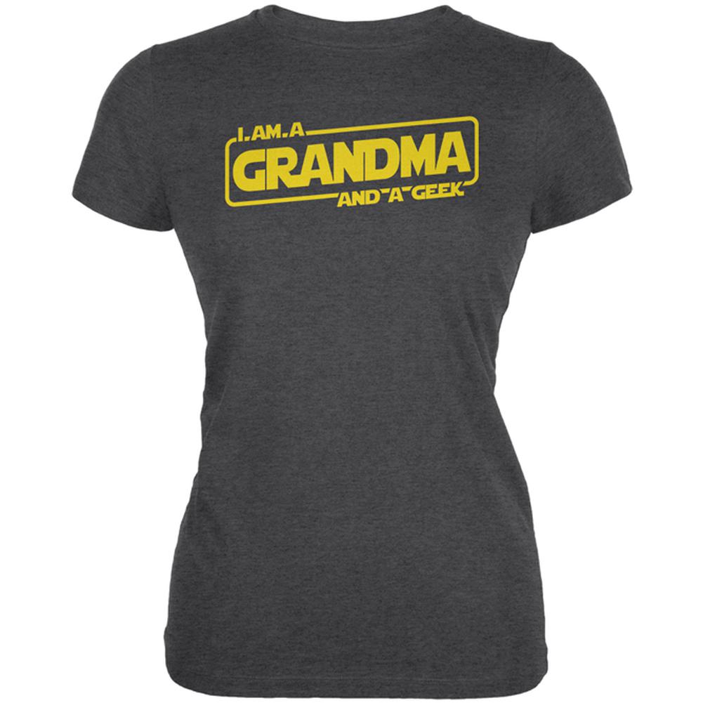 A Grandma and a Geek Juniors Soft T Shirt Juniors T-Shirts Old Glory MD Deep Heather