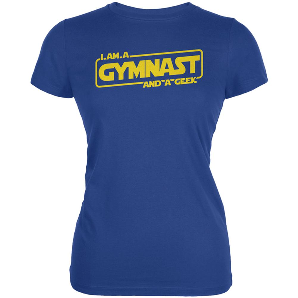 A Gymnast and a Geek Juniors Soft T Shirt Juniors T-Shirts Old Glory 2XL Royal