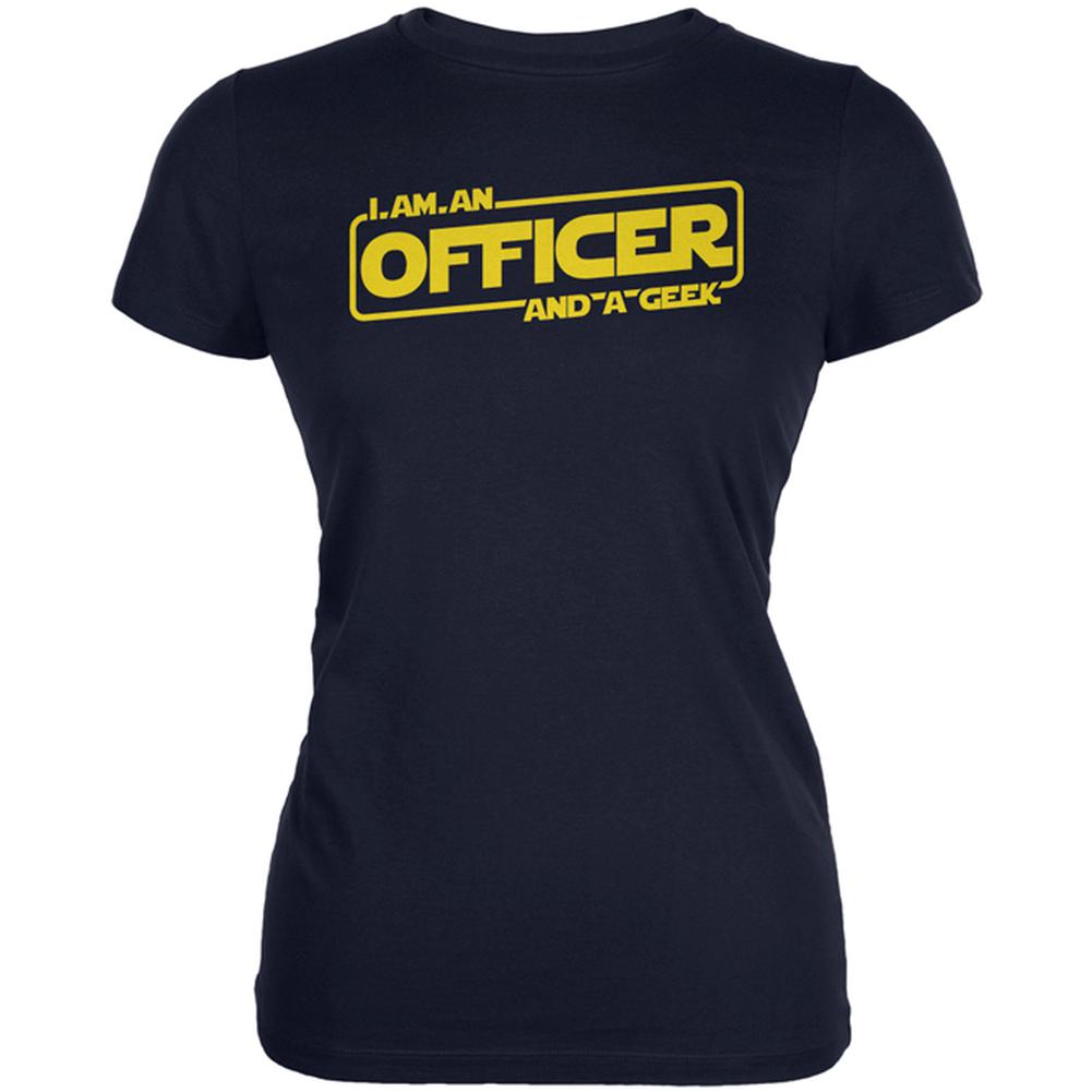 An Officer and a Geek Juniors Soft T Shirt Juniors T-Shirts Old Glory 2XL Navy