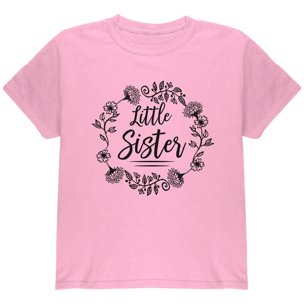 Little Sister Flower Wreaths Youth T Shirt Youth T-Shirts Old Glory LG Light Pink