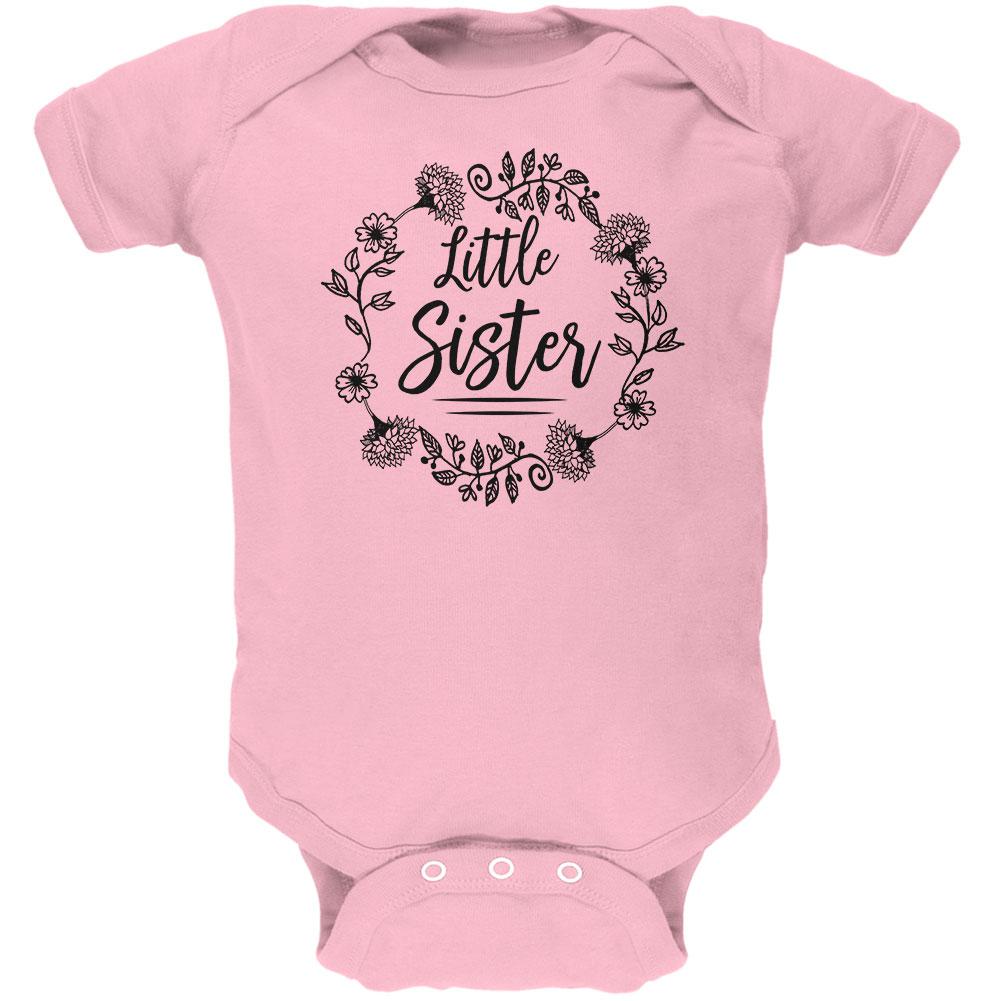 Little Sister Flower Wreaths Soft Baby One Piece Baby One Piece Old Glory 0-3M Light Pink