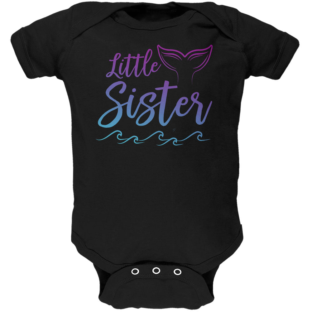 Little Sister Mermaid Tail Ocean Soft Baby One Piece Baby One Piece Old Glory 0-3M Black