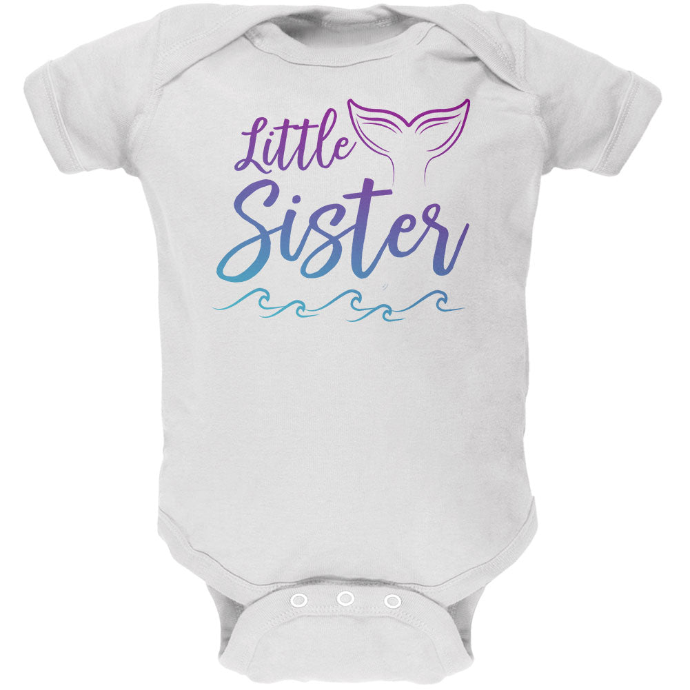 Little Sister Mermaid Tail Ocean Soft Baby One Piece Baby One Piece Old Glory 0-3M White