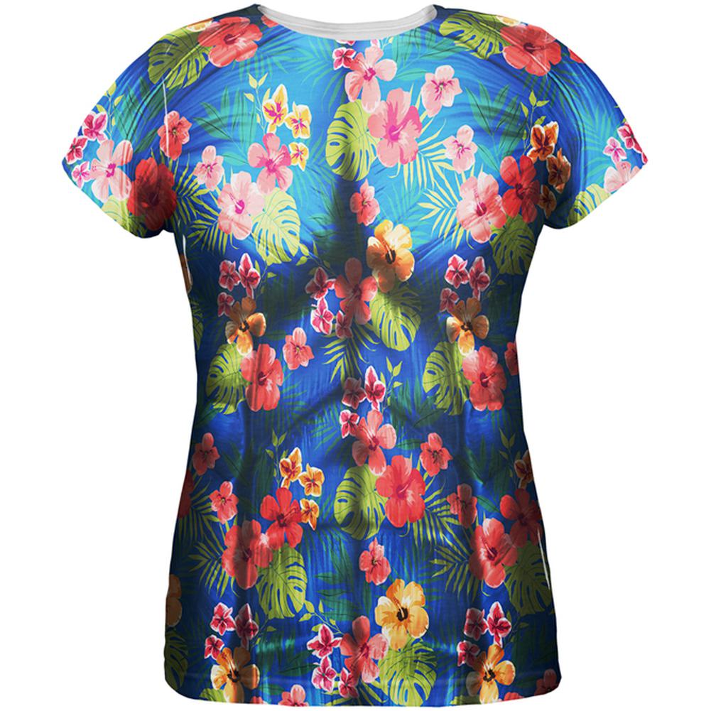 Tropical Vacation Aloha Superhero Costume All Over Womens T Shirt Women's T-Shirts Old Glory 2XL Multi