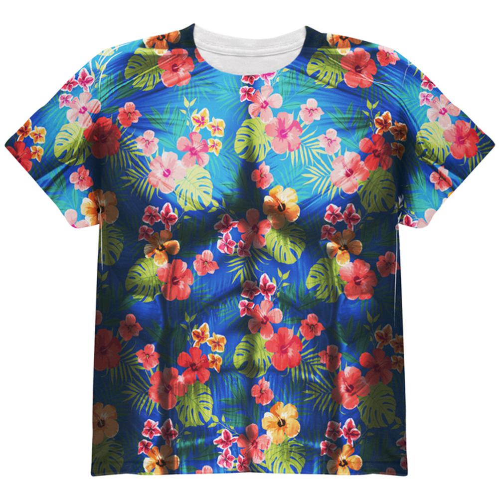 Tropical Vacation Aloha Superhero Costume All Over Youth T Shirt Youth T-Shirts Old Glory LG Multi