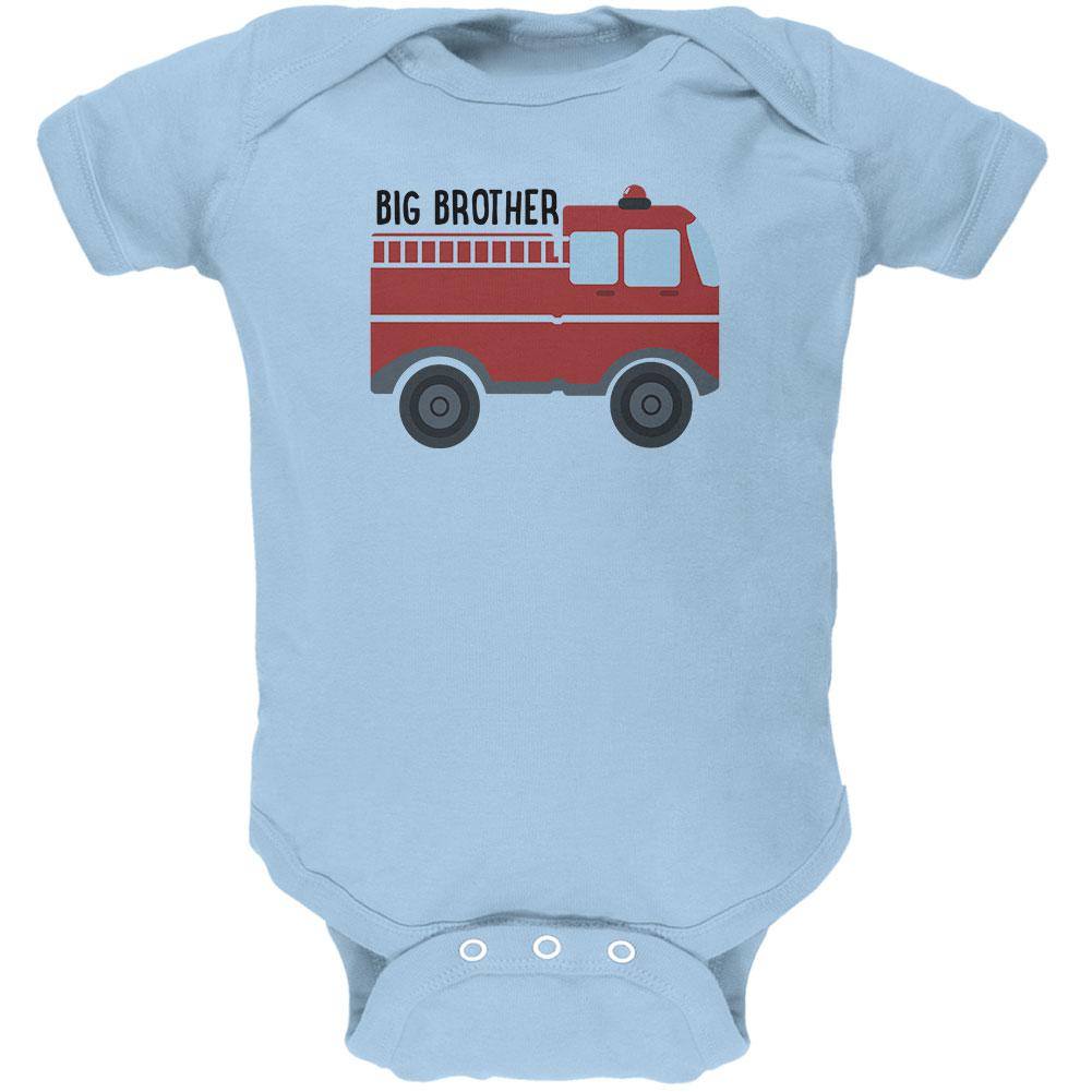Big Brother Fire Truck Soft Baby One Piece Baby One Piece Old Glory 0-3M Light Blue