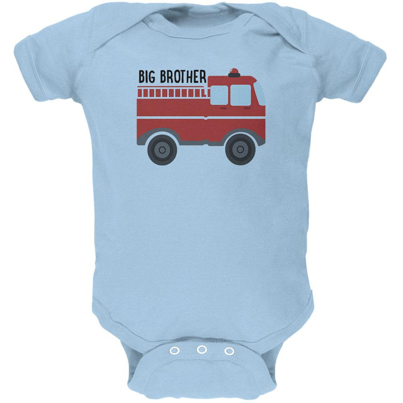 Big Brother Fire Truck Soft Baby One Piece Baby One Piece Old Glory 0-3M Light Blue