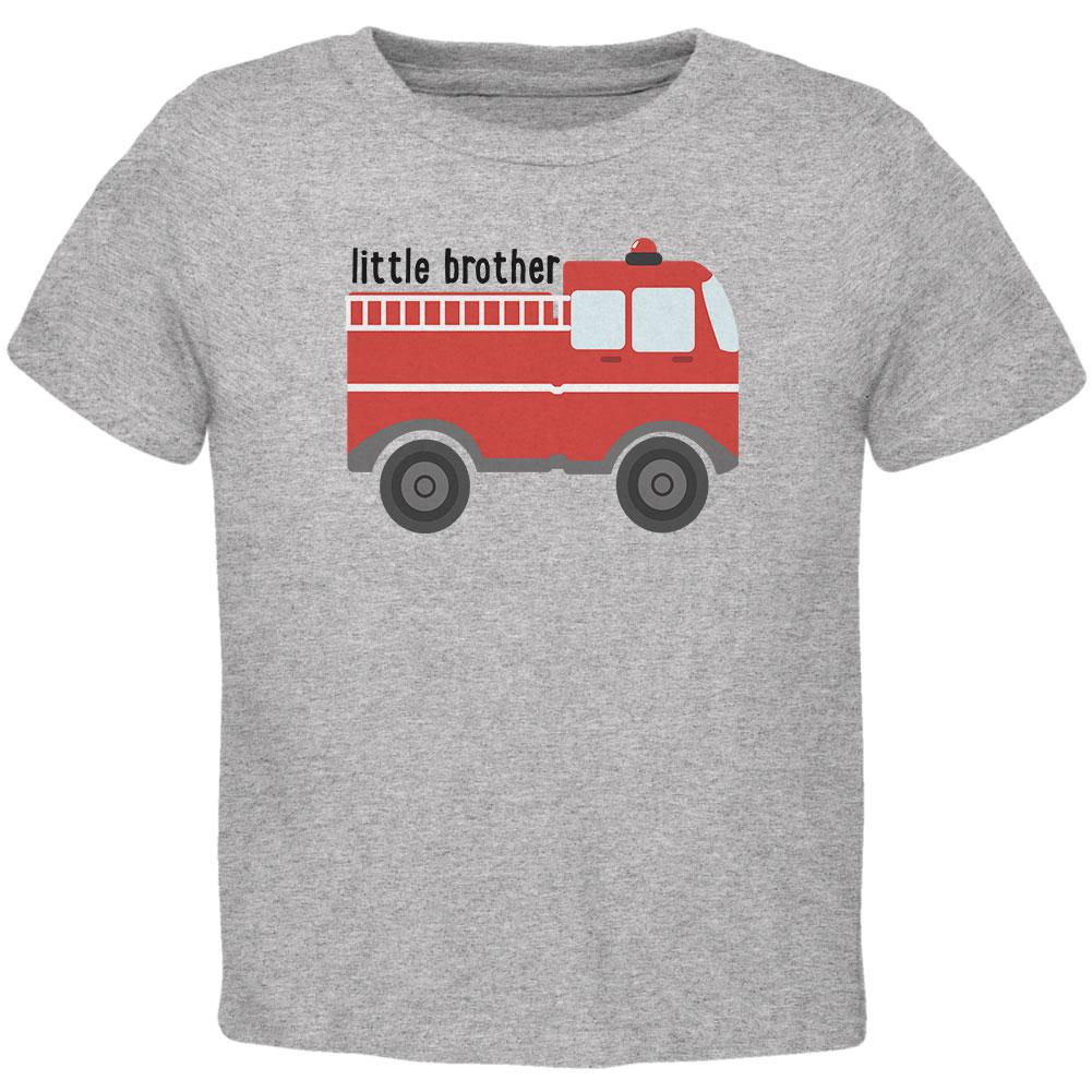 Little Brother Fire Truck Toddler T Shirt Toddler T-Shirts Old Glory 2T Heather
