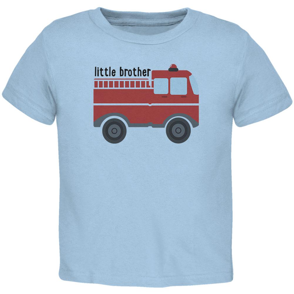 Little Brother Fire Truck Toddler T Shirt Toddler T-Shirts Old Glory 2T Light Blue