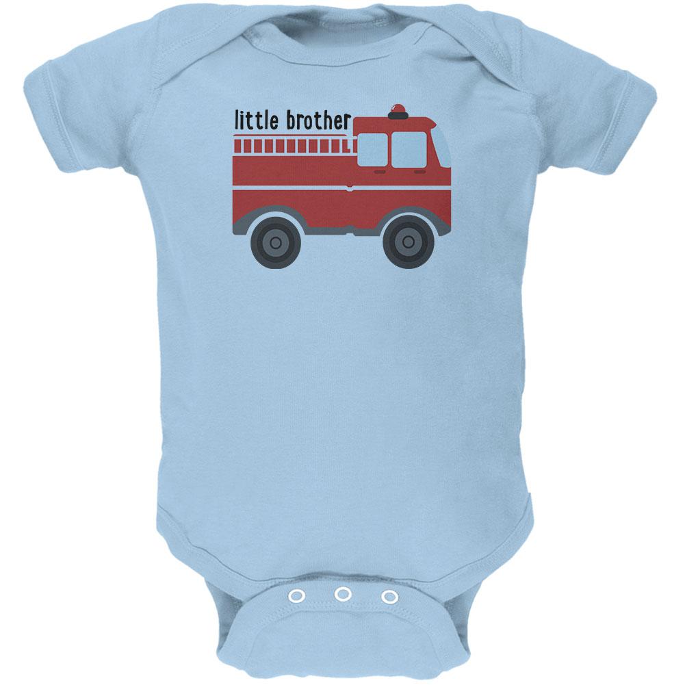Little Brother Fire Truck Soft Baby One Piece Baby One Piece Old Glory 0-3M Light Blue