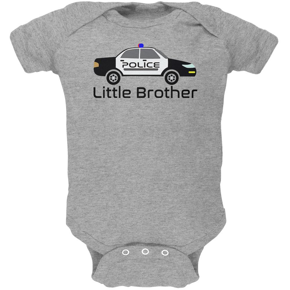 Little Brother Police Car Soft Baby One Piece Baby One Piece Old Glory 0-3M Heather