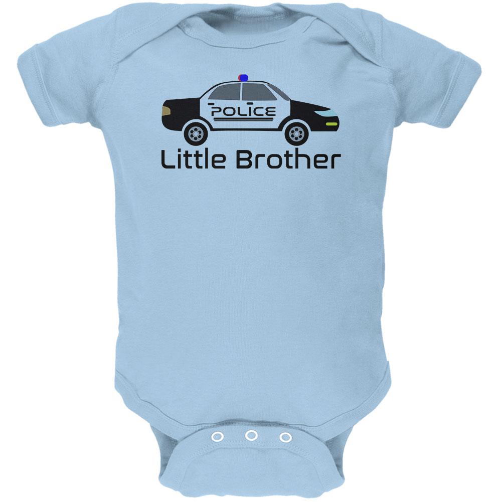 Little Brother Police Car Soft Baby One Piece Baby One Piece Old Glory 0-3M Light Blue