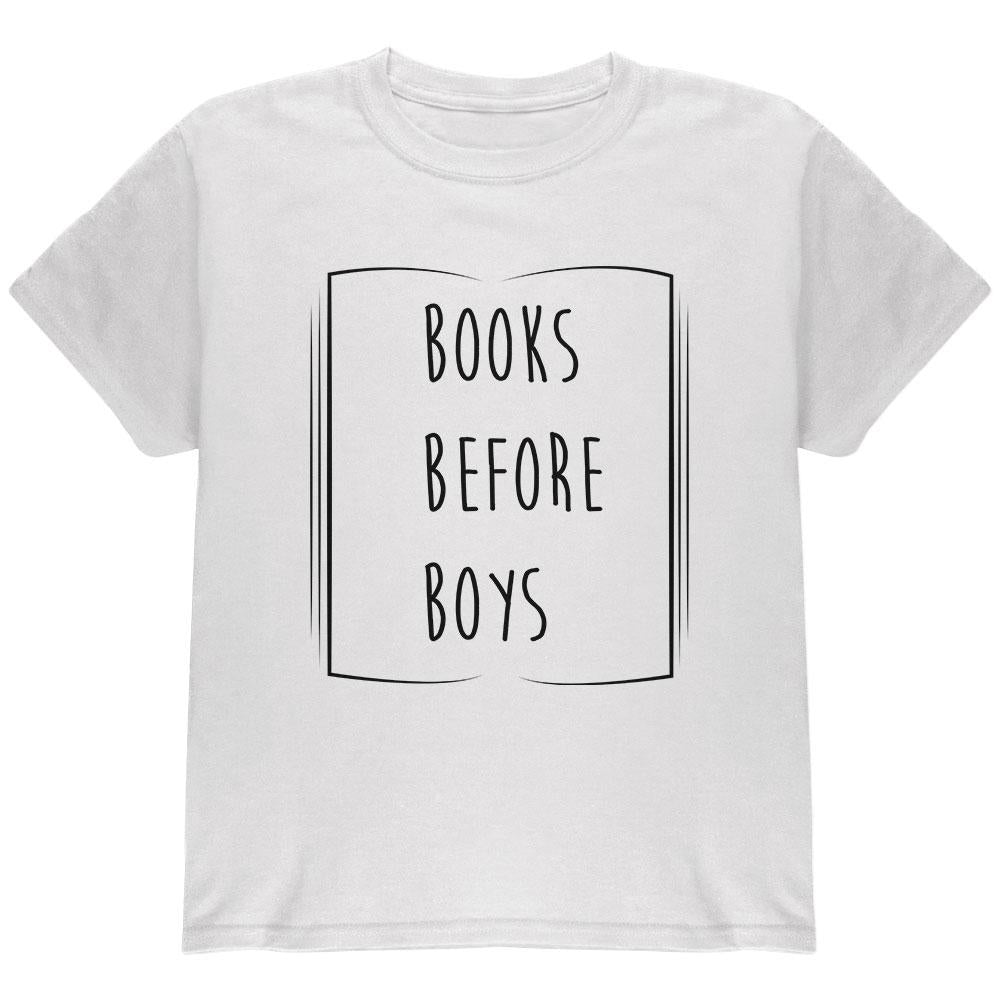 Education Smart Women Books Before Boys Youth T Shirt Youth T-Shirts Old Glory LG White