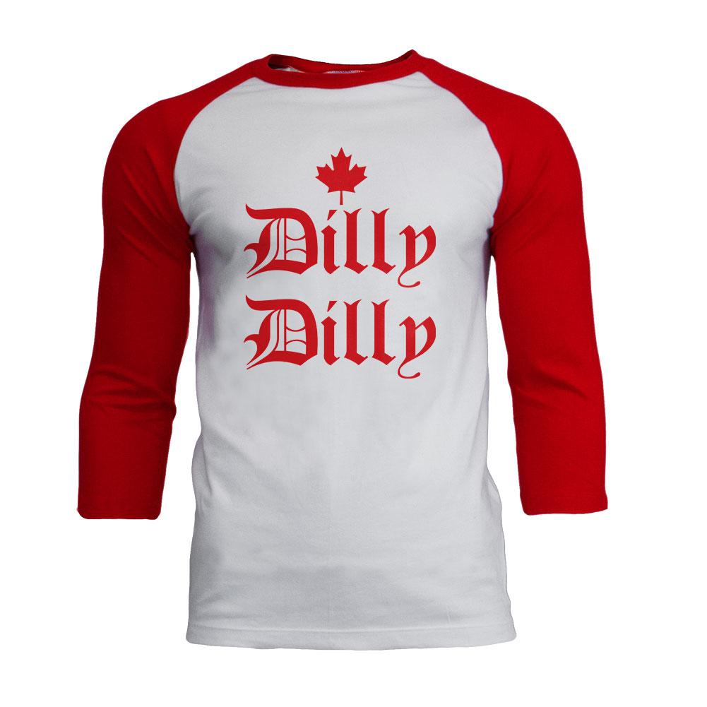 Dilly Dilly Canada Day Flag Maple Leaf Mens Soft Raglan T Shirt Men's T-Shirts Old Glory 2XL White-Red