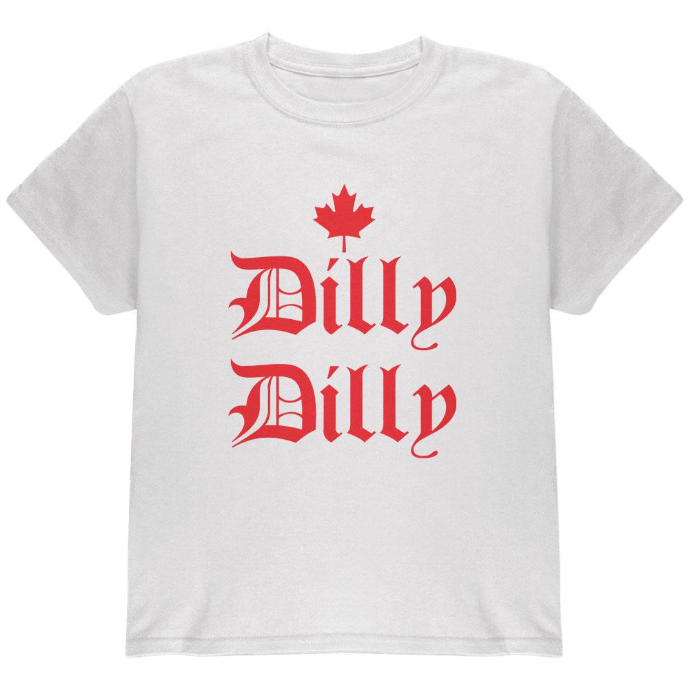 Dilly Dilly Canada Day Flag Maple Leaf Youth T Shirt Youth T-Shirts Old Glory LG White