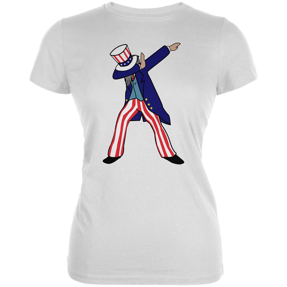 4th Of July Dabbing Uncle Sam Juniors Soft T Shirt Juniors T-Shirts 4th of July 2XL White