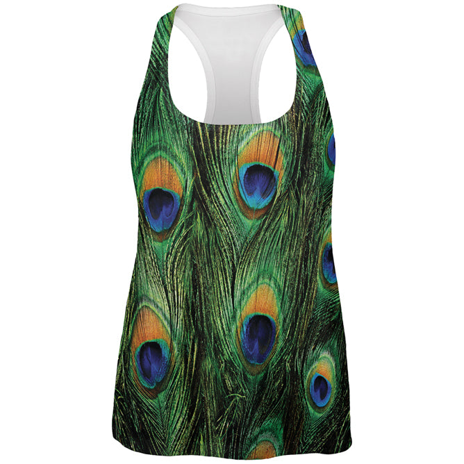 Peacock Feathers All Over Womens Work Out Tank Top Women's Tank Tops Old Glory 2XL Multi