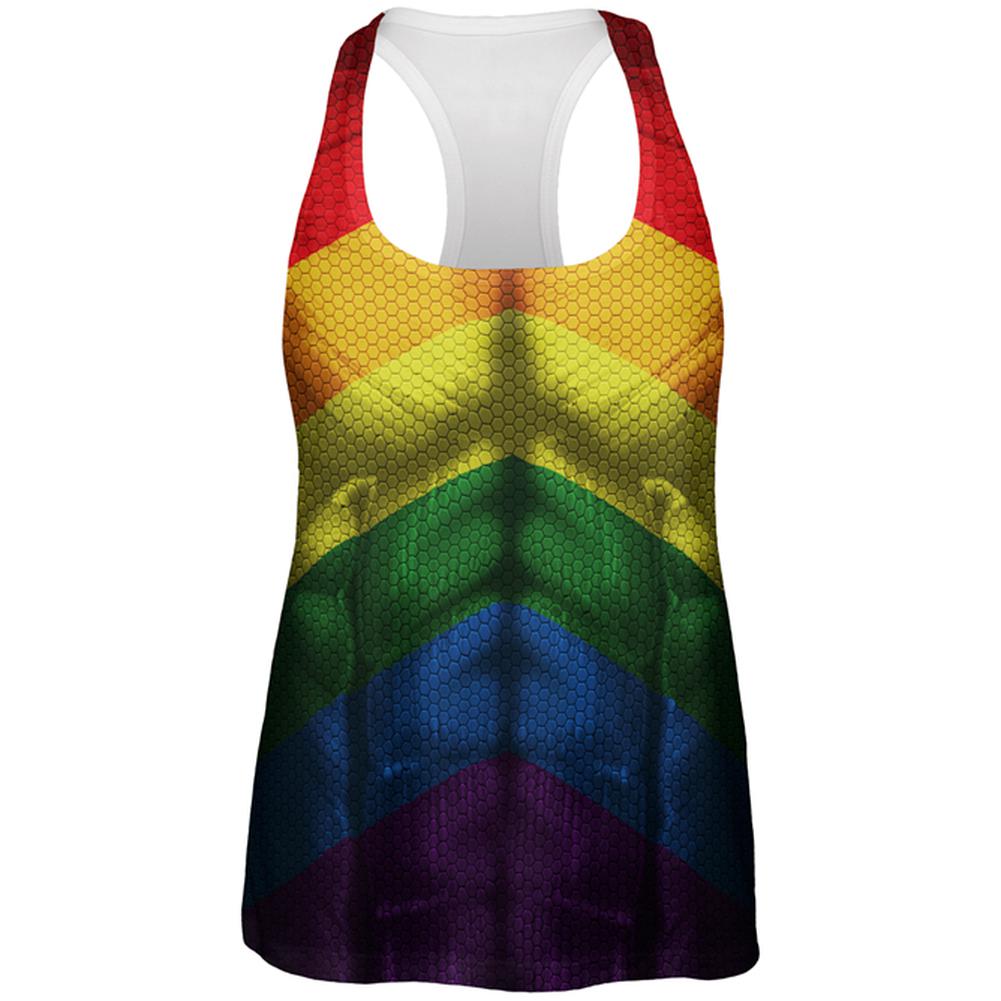 LGBT Gay Pride Superhero Costume All Over Womens Work Out Tank Top Women's Tank Tops Old Glory 2XL Multi