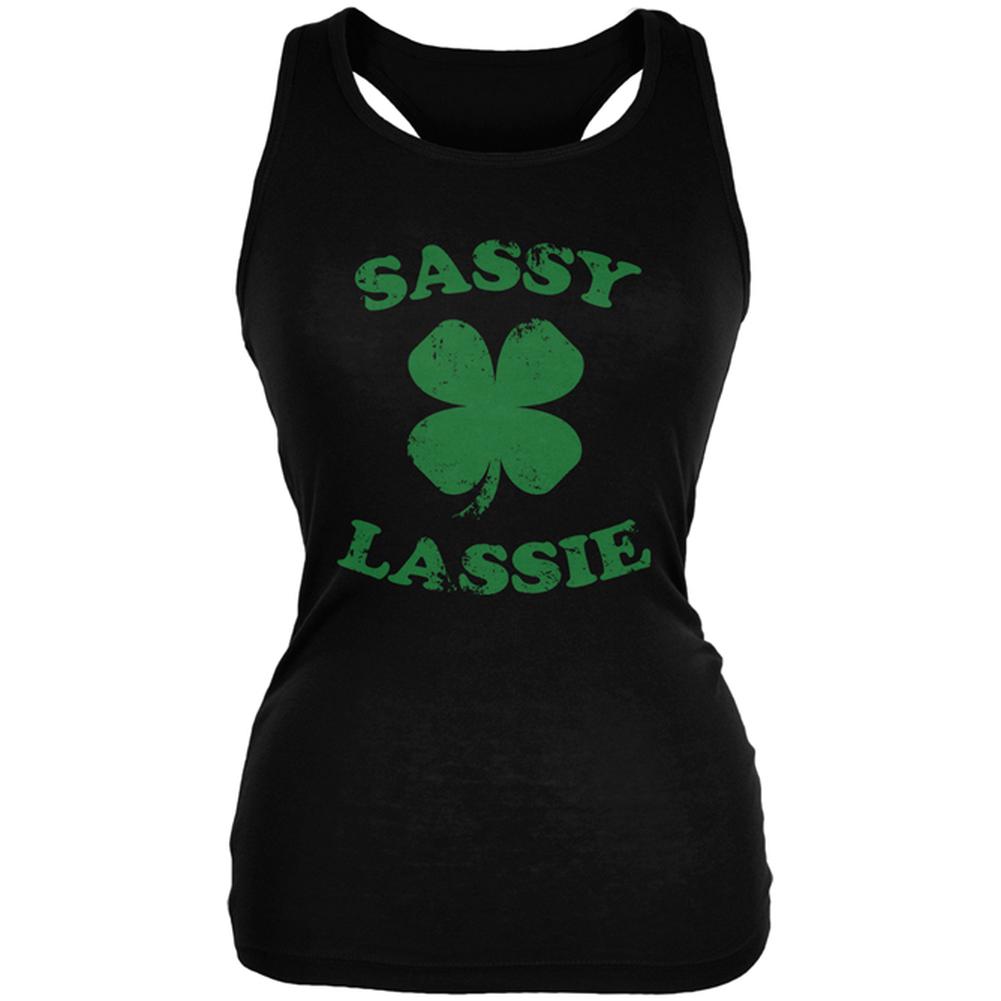 St. Patricks Day Sassy Irish Lassie Juniors Soft Tank Top Juniors Tank Tops Old Glory 2XL Black
