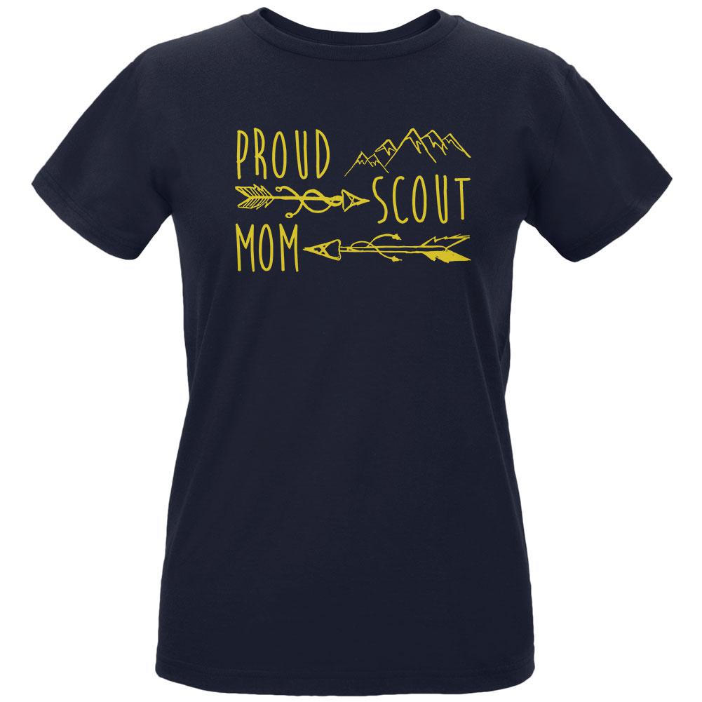 Proud Scout Mom Gold Womens Organic T Shirt Women's T-Shirts Old Glory LG Navy