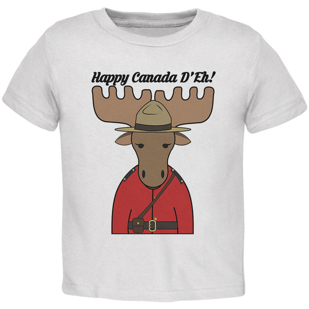 Happy Canada Day Moose Canadian Toddler T Shirt Toddler T-Shirts Old Glory 2T White