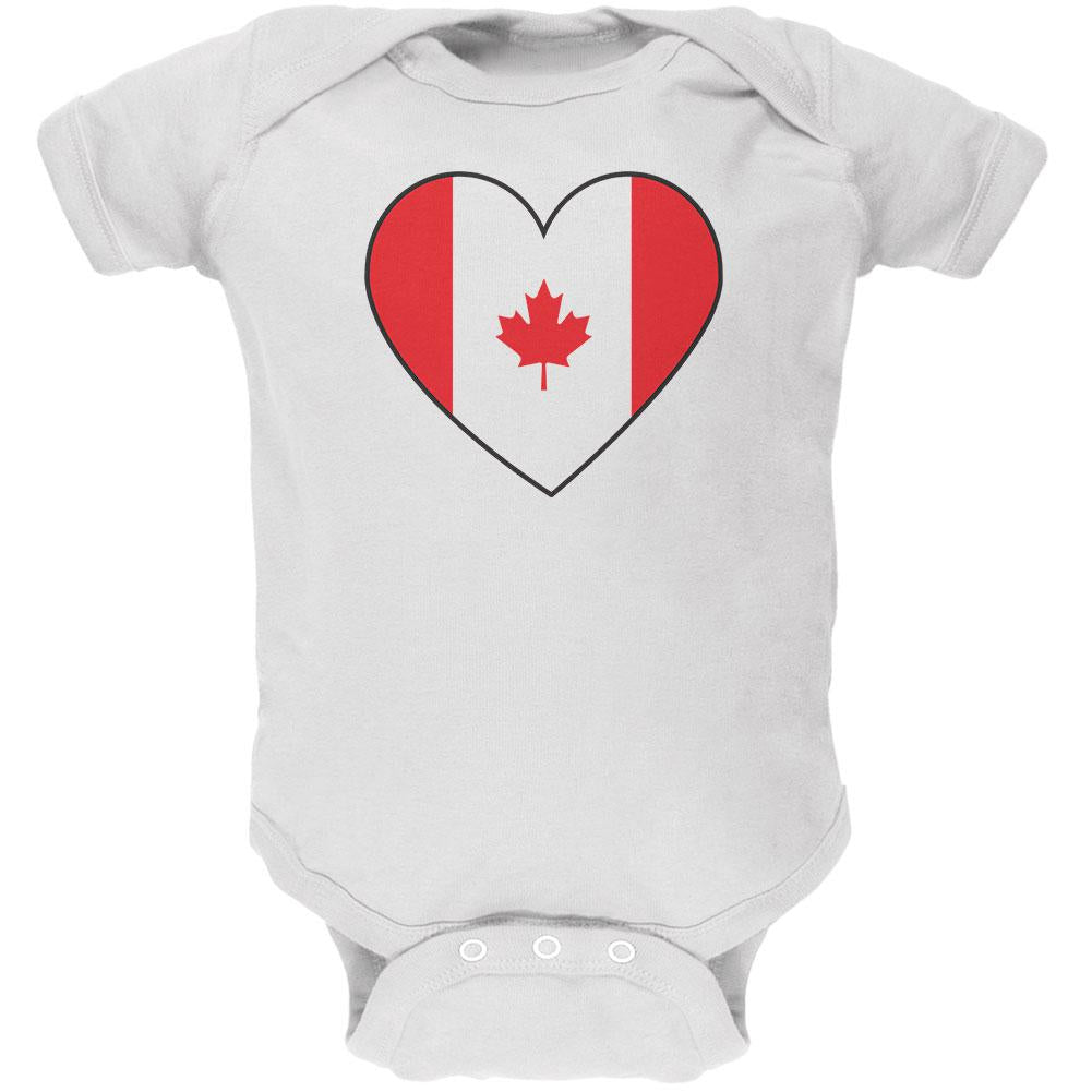 Canada Day Canadian Flag Heart Soft Baby One Piece Baby One Piece Old Glory 0-3M White