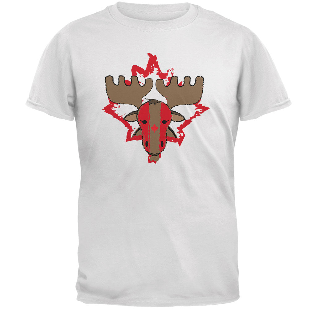 Canada Canadian Maple Leaf Moose Sports Paint Hockey Mens T Shirt Men's T-Shirts Old Glory 2XL White