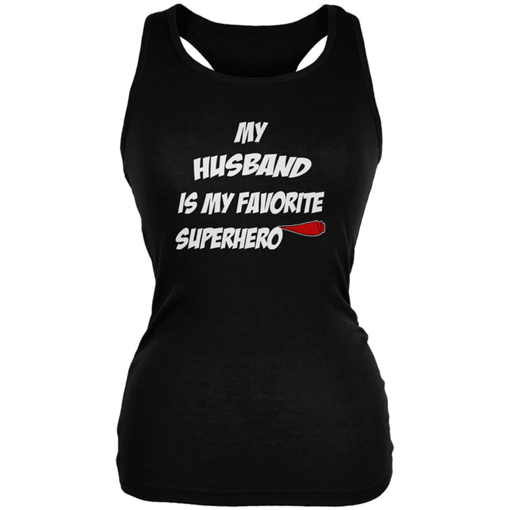 Husband is My Superhero Juniors Soft Tank Top Juniors Tank Tops Old Glory 2XL Black