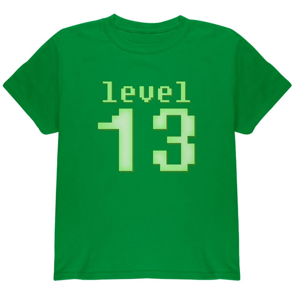 Gamer Milestone Birthday Level 13 Youth T Shirt Youth T-Shirts Old Glory LG Irish Green