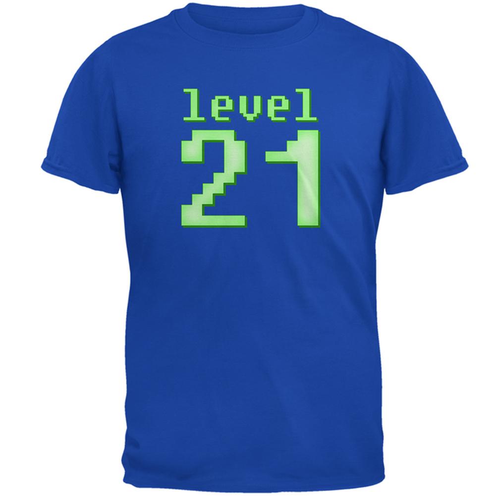 Gamer Milestone Birthday Level 21 Mens Soft T Shirt Men's T-Shirts Old Glory 2XL Royal