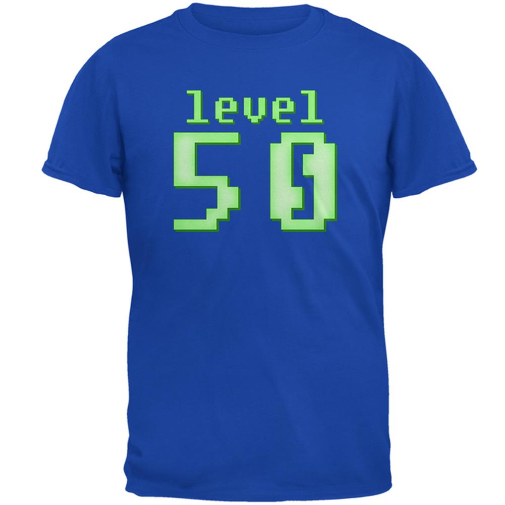Gamer Milestone Birthday Level 50 Mens Soft T Shirt Men's T-Shirts Old Glory 2XL Royal
