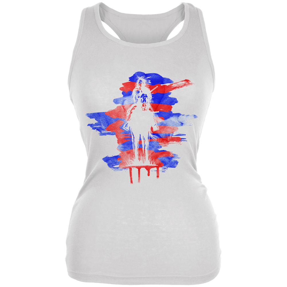 4th of July Original American Juniors Soft Tank Top Juniors Tank Tops Old Glory 2XL White