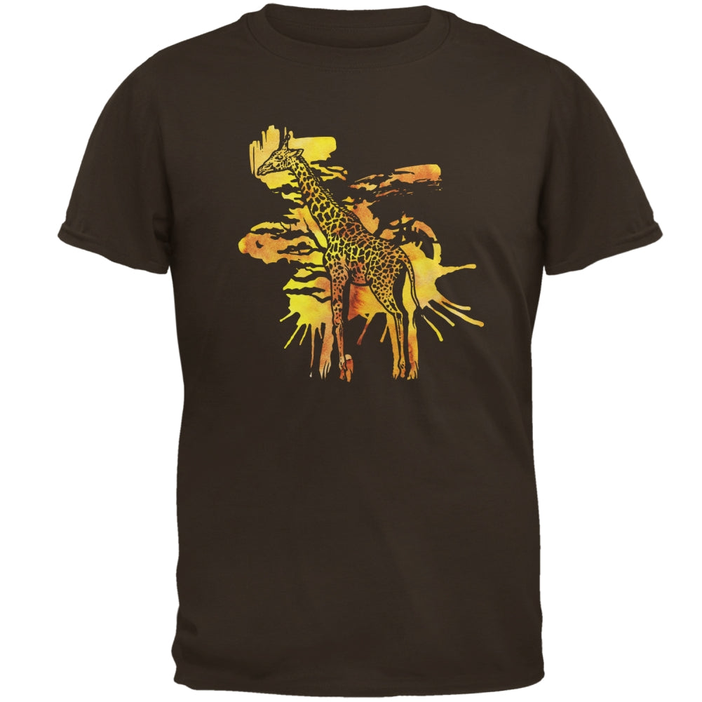 Giraffe Safari Splatter Mens T Shirt Men's T-Shirts Old Glory 2XL Brown